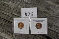2 Uncirculated Wheat Cents 1956 P & 1958 D