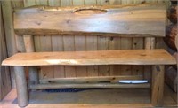 Wood Slab Log Bench