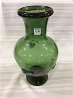 Blenko 15 1/2 Green Vase w/ Applied