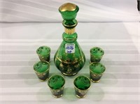 Italian Green Decanter (9 Inches Tall) &