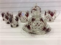 Lot of 7 Old Red & Bohemian Glass