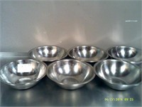 Lot of 6 Stainless Mixing Bowls