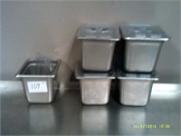 Lot of 5 Stainless Prep Containers With Lids