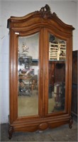 Large Mirrored Antique Armoire - No Back