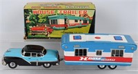 JAPAN Tin Friction CAR & HOUSE TRAILER w/ BOX