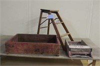 Vintage Step Ladder, Clothes Wash Board & Screen