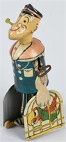 MARX Tin Windup POPEYE WITH PARROT CAGES