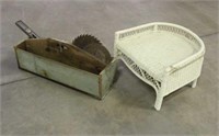 Wicker Foot Stool/Pet Bed & Wooden Tote w/Assorted
