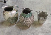 (3) Silver Vases