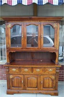 Lighted Wooden China Cabinet Hutch