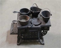 Vintage Miniature Coal Stove w/Accessories