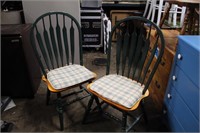 Two Green Farmhouse Chairs