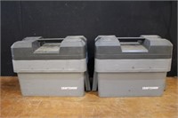 Two Craftsman Plastic Boxes with Trays