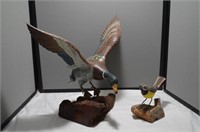 Pair of Wooden Birds, a Duck and a Yellow Breasted