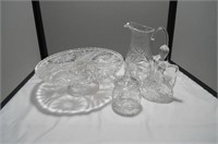 Four pc of pinwheel leaded crystal kitchen ware