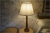 Pair Of Brass Lamps, Gold Velvet Cloth covering th