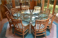 Dining Room Table with Glass Top and 8 chairs and