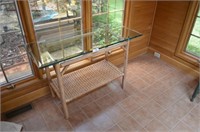 Hickory Table with glass top - Flat Rock Furniture