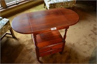 Solid Cherry 2 Drawer Drop Leaf Table