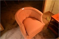 Pair of Barrel Back Chairs Mid Modern Rusty Orange