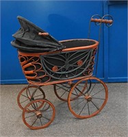 Victorian Style Wicker Baby Doll Carriage Stroller