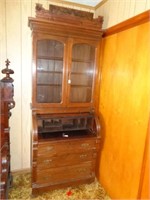 Walnut Cylinder Desk with Bookcase Top