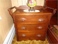 Walnut 3 Drawer Washstand with Carved Pulls