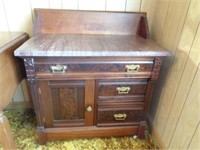 Walnut Marble Top Washstand with