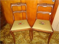 2 Needlepoint Carved Back Chairs