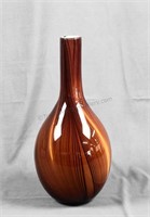 Vintage Blown Root Beer Swirl Cased Art Glass Vase