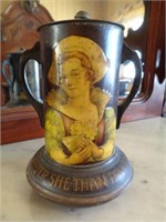 Tinware Litho Container - He to Her a Hero Is