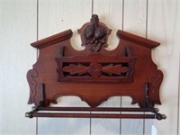 Walnut Tie Rack with Carved Fruit & Porcelain Tips