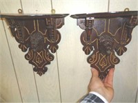 2 Matching Carved Lion's Head Shelves