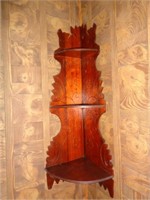 Large Corner Shelf with Carvings 38" tall