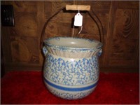 Blue & Gray Stoneware Commode without Lid