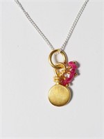 Gold-Plated Sterling Silver Ruby Necklace (Min.