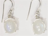 $150 Sterling Silver White Moon Stone Earrings (A
