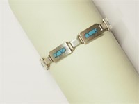 $260 Sterling Silver Turquiose inlay Bracelet (Ap