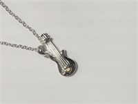$160. Sterling Silver Violin Shaped Pendant with