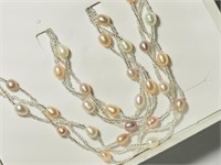 $160. Sterling Silver Pearl Necklace & Bracelet
