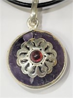 $200 Sterling Silver Garnet Pendant with Cord (Ap