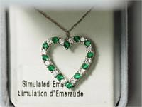 $120. S/Silver Simulated Emerald Heart Shaped