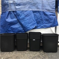 LOT Assorted Black Trash Cans Basket Pots