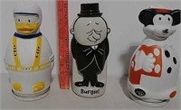 Donald Duck, Mickey Mouse & Burgie containers