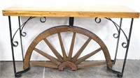 Western Wood Wagon Wheel Sofa/Hall/Entry Table