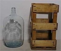 5 Gallon water jug with wooden crate