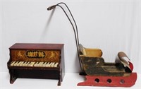 Schoenhut Piano and Wooden Doll Sled