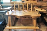 Heavy Log Double Seated Bench With Cup Holders