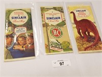 Trio of Vintage Sinclair Road Maps from the 30's