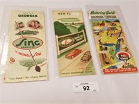 3 Various Vintage Road Maps from the 50's